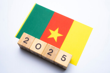 2025, Cameroon, Cameroon flag with date block, Concept, Important events for Cameroon in the new...