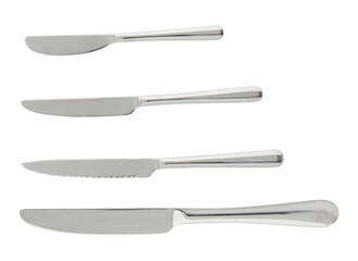 Stainless steel spoon and fork set cut out isolated transparent background