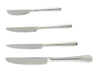 Stainless steel spoon and fork set cut out isolated transparent background