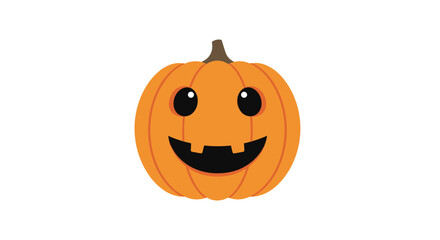 Smiling Orange Pumpkin with Pixel Art on White Background for Halloween Holiday