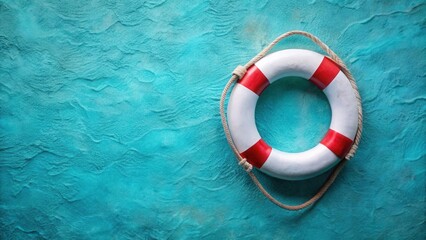 A life preserver, a symbol of hope and safety, rests on a textured blue background, suggesting a message of resilience and support.