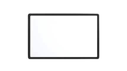 Photorealistic render of a digital tablet screen displaying a simple, empty photo frame UI element, transparent center, clean design, isolated on Transparent background