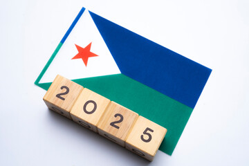 2025, Djibouti, Djibouti flag with date block, Concept, Important events for Djibouti in the new...