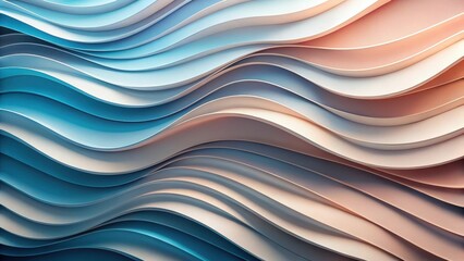 Obraz premium Abstract Background of Smooth Undulating Layers in a Spectrum of Pastel Blues and Beige Hues