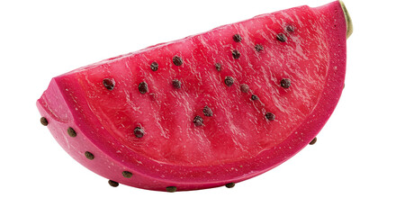 A vibrant close up of a single slice of a delicious prickly pear fruit