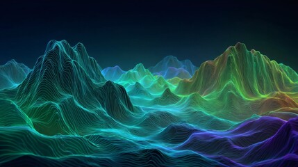 Abstract Mountains with Colorful Lines