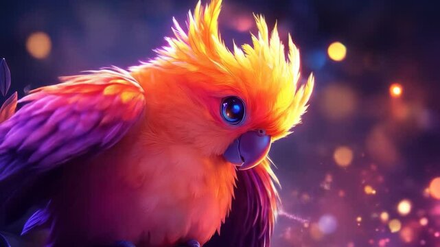 Vibrant, digital illustration of a parrot with vibrant colors