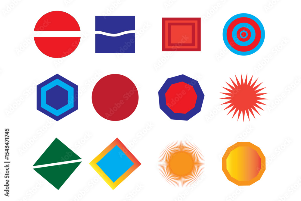 Poster colorful vector shape icon set for web and design use