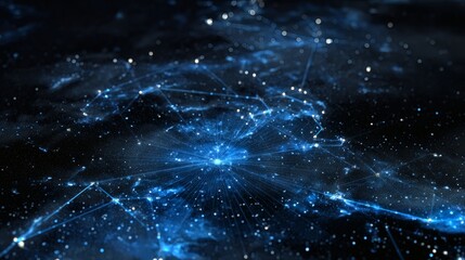 Abstract Network Connection Blue Lines and Dots