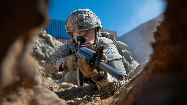 Soldiers engage in training simulation for real-world defense