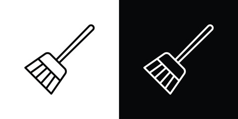 Broom icon filled flat sign concept for web design.