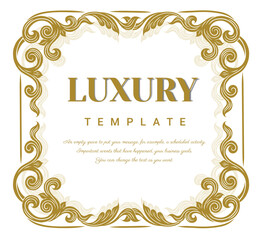 Gold borders text frames, Vintage Ornate Frame for invitations and greeting cards, Elegant vector.