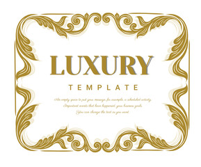 Gold borders text frames, Vintage Ornate Frame for invitations and greeting cards, Elegant vector.