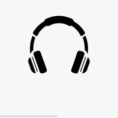 Fototapeta premium Black Headphone Icon Isolated on White Background – Minimalist Audio Symbol for Music, Sound, Podcast, and Listening Concept 