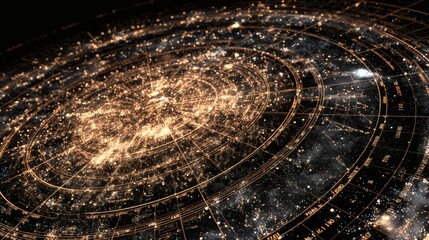Abstract Galaxy Map Design with Rings and Stars
