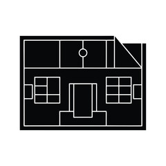 Simple house building silhouette vector illustration