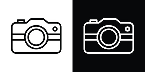 Camera icon filled flat sign concept for web design.