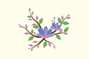 Floral with Branch Concept. Colored flat vector illustration isolated
