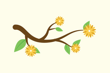 Floral with Branch Concept. Colored flat vector illustration isolated