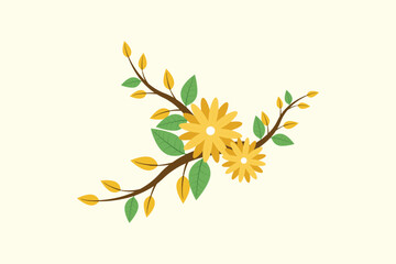 Floral with Branch Concept. Colored flat vector illustration isolated