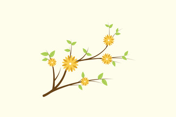 Floral with Branch Concept. Colored flat vector illustration isolated