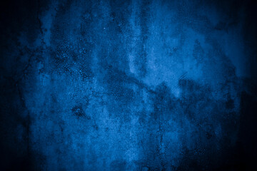 Old wall pattern texture cement blue dark abstract  blue color design are light with black gradient background.