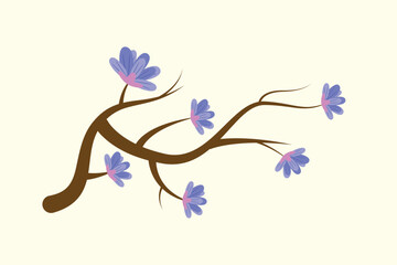 Floral with Branch Concept. Colored flat vector illustration isolated