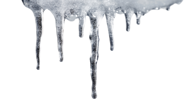 Frozen water drops isolated on white background