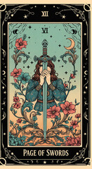 Page of Swords Tarot Card Art