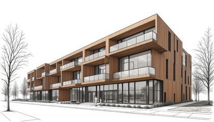 Contemporary Building Design Stacked Rectangular Volumes with Earthy Wood Cladding