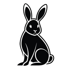 Obraz premium Black Silhouette Rabbit Sitting Graphic Monochrome Animal Illustration Hare Bunny Design