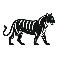 Fototapeta premium Black Tiger Silhouette Walking Side Profile Strong Powerful Animal Wildlife Design Graphic