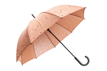 Elegant coral colored umbrella with water droplets against a dark background ideal for protection