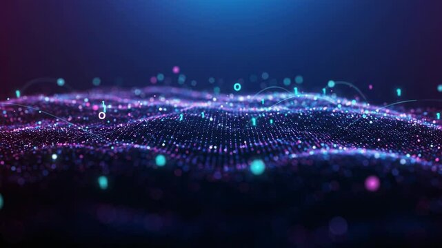 Abstract digital data flowing in a beautiful, futuristic network, representing technology.