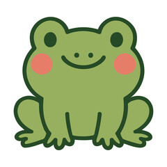 Cheerful Kawaii Frog – Cute Cartoon Green Toad with Smile and Blush