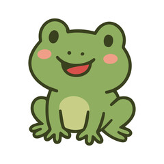 Smiling Kawaii Frog – Cute Green Cartoon Toad with Blush Cheeks