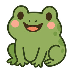 Kawaii Frog Cartoon – Smiling Green Frog with Blush Cheeks