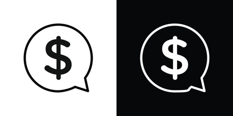 Comment dollar icon filled flat sign concept for web design.