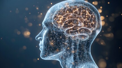 Human head, brain, network