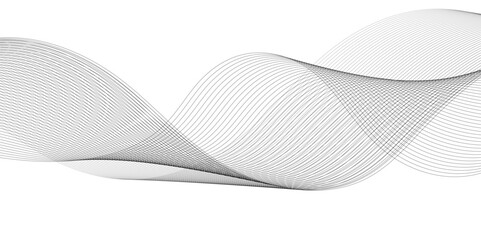 Abstract digital stylized black and grey curved wavy line art element for design white Striped line texture background. Vector illustration.