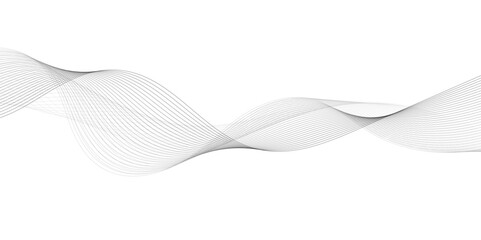 Abstract digital stylized black and grey curved wavy line art element for design white Striped line texture background. Vector illustration.