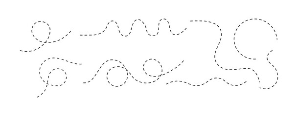 “Hand-Drawn Abstract Dotted Line Vector Set – Curved, Wavy, and Irregular Dashed Strokes for Decorative Sketches, Layout Accents, and Creative Design Projects”