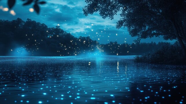 Dark night water reflection - Powered by Adobe