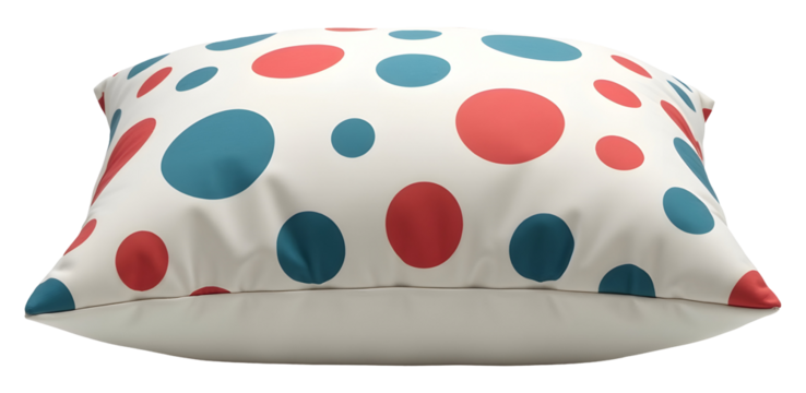 Colorful polka dot pillow. soft, cozy cushion, bringing cheerful comfort