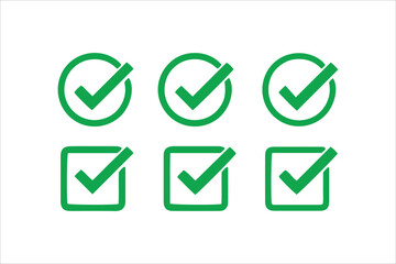 Green check mark icon. Check mark vector icon. Checkmark Illustration. Vector symbols set ,green checkmark isolated on white background.