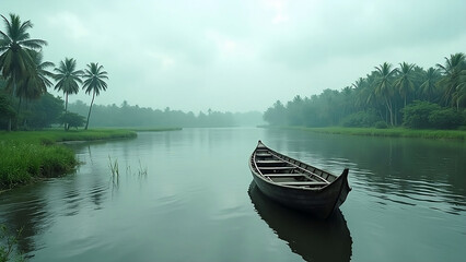 Obraz premium Traditional Bengali Boat on River