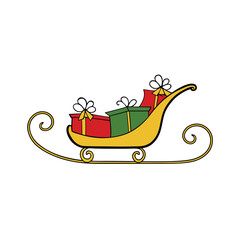 a floral decorated sleigh with golden swirls and g