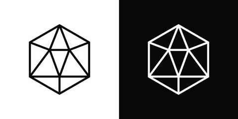 Dice d20 icon filled flat sign concept for web design.