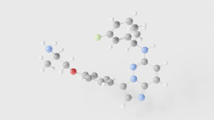 taletrectinib molecule 3d, molecular structure, ball and stick model, structural chemical formula anti-cancer