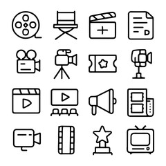 Filmmaking Outline Icons Set